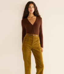 CAMERON CASHMERE CARDIGAN -- DARK UMBER