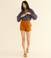 JULIENNE TOP -- NAVY CADIZ FOULARD